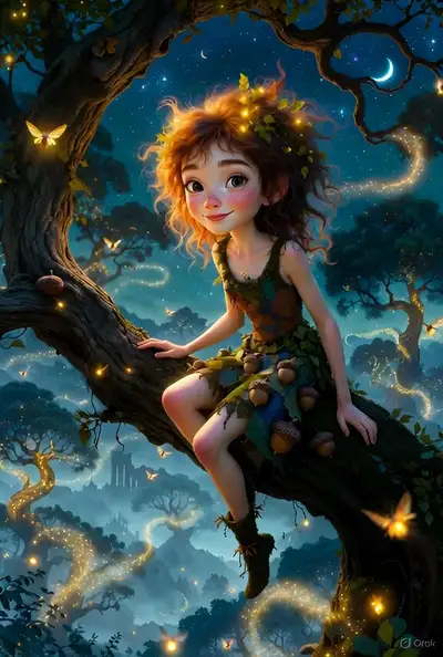 Whimsical Gnome Woman in Enchanted Forest