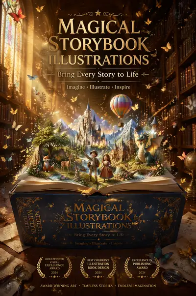 Magical storybook library advertisement