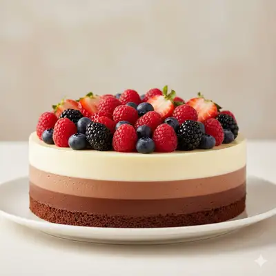 Three Chocolate Mousse Cake Commercial Food Photo