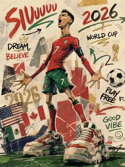 Ronaldo SIUUU Celebration World Cup 2026 Poster
