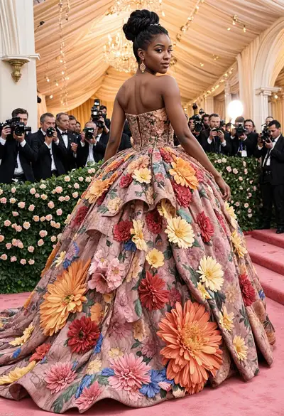 Met Gala Live Flower Gown