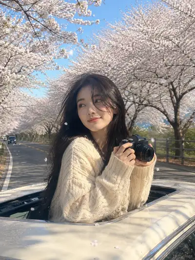 Dreamy springtime cherry blossom travel portrait, GPT Image 2