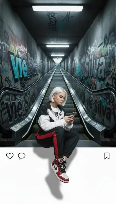 3D Instagram frame profile picture in a Nike outfit