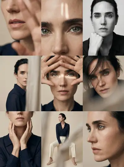 Editorial 3x3 Grid of Intimate Close-Up Portraits