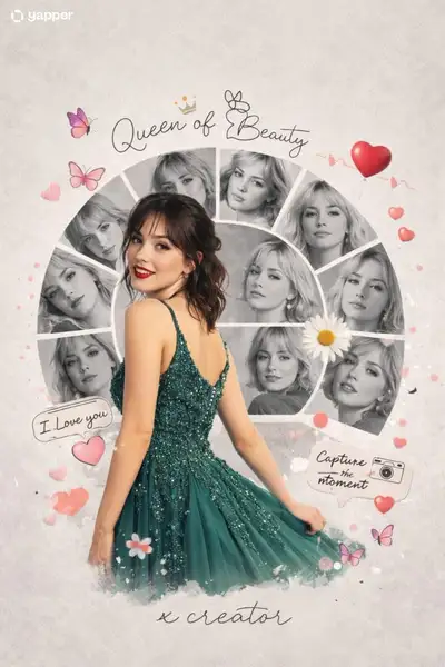 Romantic Valentine-style photo collage portrait