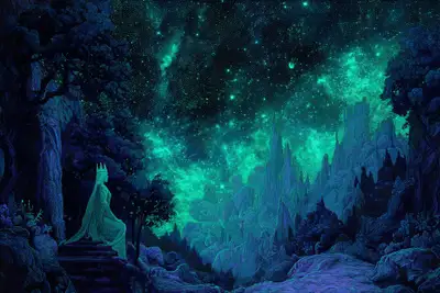 Nocturne Oasis Bioluminescent Scene Prompt