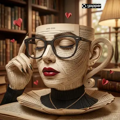 Surreal Coffee Cup from Book Pages