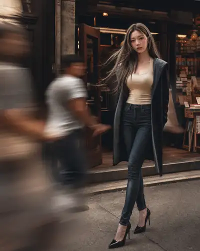 Cinematic European street fashion portrait