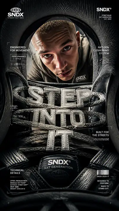 POV sneaker advertising poster prompt