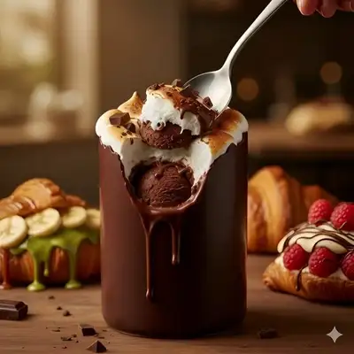 Photographie culinaire de dessert au chocolat de luxe