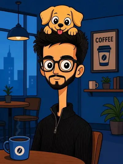 Bizarre flat cartoon portrait template with a puppy hat