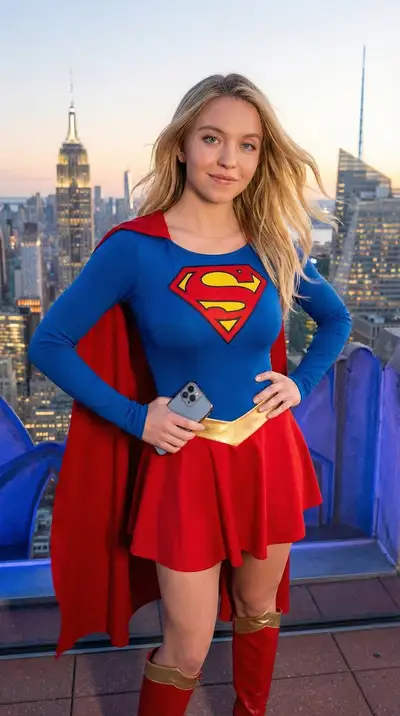 Supergirl on NYC Rooftop at Dusk
