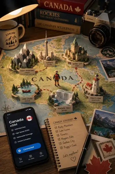 Premium Travel-Planning Tabletop Scene
