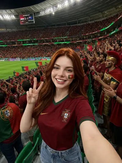 Ultra-Realistic Stadium Selfie with Pose Variations