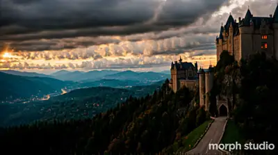 Castle on Mountain Time Lapse