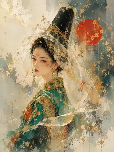 空灵韩国皇室公主韩服奇幻肖像