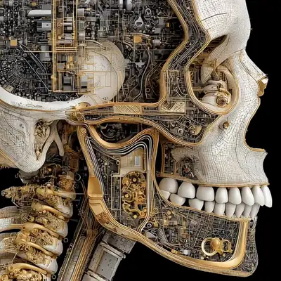 Cyborg Skull 3D Cross Section
