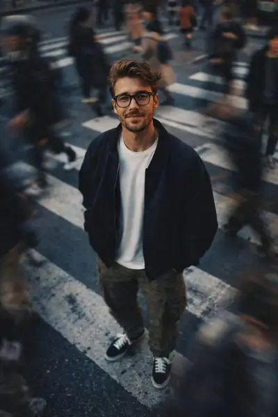 Cinematic Street Portrait on Crosswalk