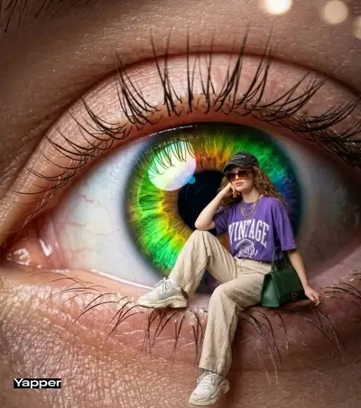 Surreal Macro Eye with Fashion Figure