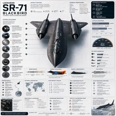 SR-71 Blackbird Premium-Luftfahrt-Enzyklopädie-Infografik