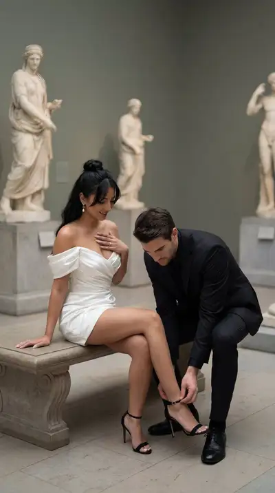 Photorealistic High-Fashion Museum Editorial Couple