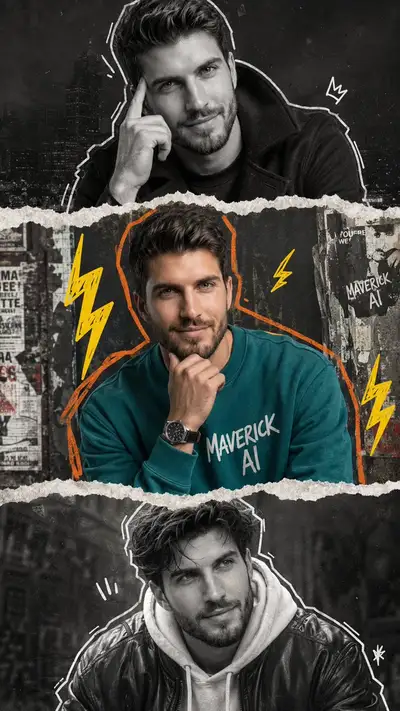 Triptyque de Portrait en Collage Mixte