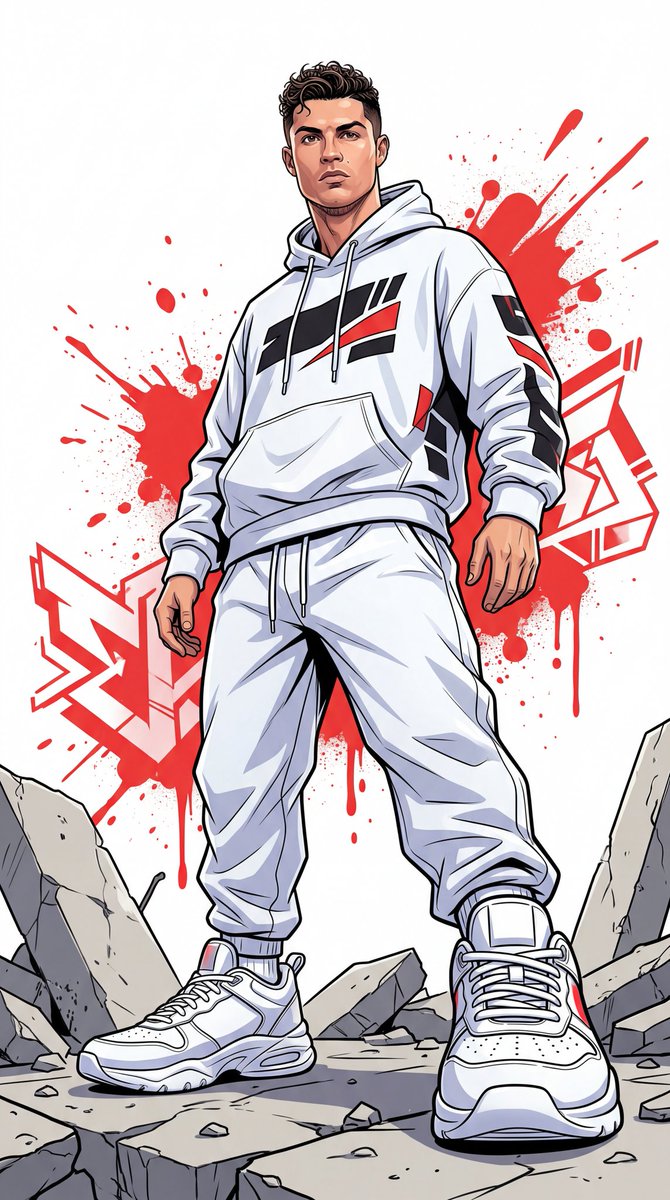 Urban street-art illustration with low-angle hero pose