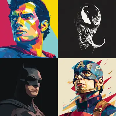 Flat Vector Superhero Portrait