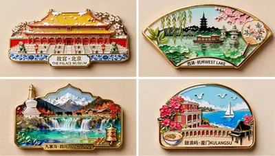 West Lake Hangzhou enamel fridge magnet design