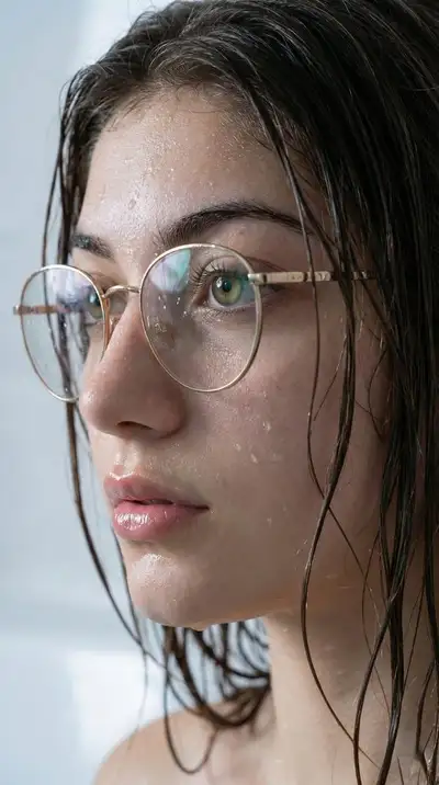 Wet Close-Up Portrait of a Young Woman