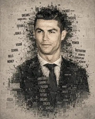 Typographic Portrait of a Football Icon