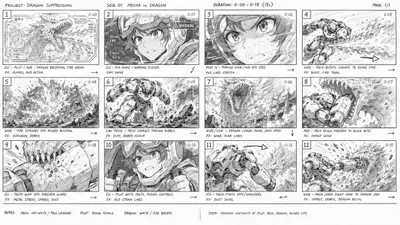 Cinematic Anime Mecha vs Dragon Battle Sequence
