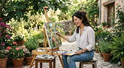 Mediterranean Garden Painting Lifestyle Photo