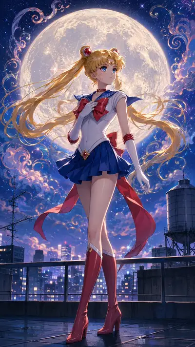 Sailor Moon Rooftop Moonlight Art Prompt
