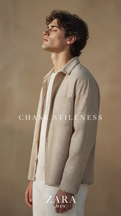 Luxury Zara menswear editorial portrait prompt