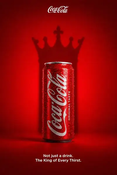 Coca-Cola advertising poster with condensation droplets