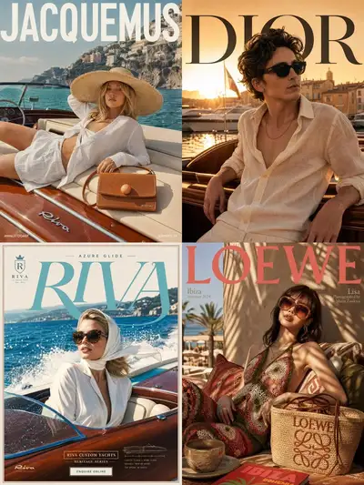 Celebrity summer fashion campaign caption collage