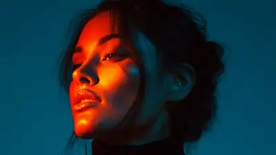 Modèle de portrait à la lumière néon avec couleur et ombre interchangeables