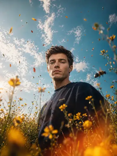 Spring Meadow Portrait in Sunlight