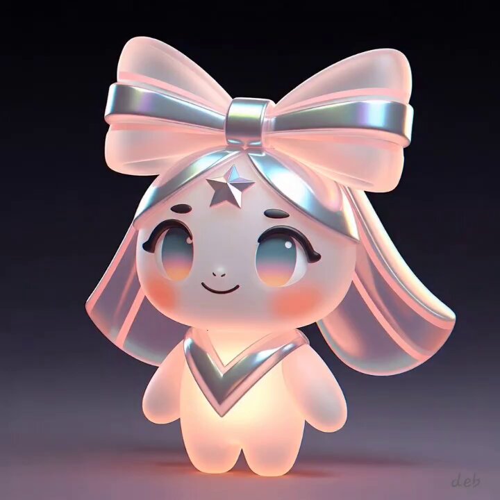 Translucent pink and silver dream-bot companion render