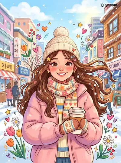 Prompt de ilustração estética de retrato de menina em desenho animado