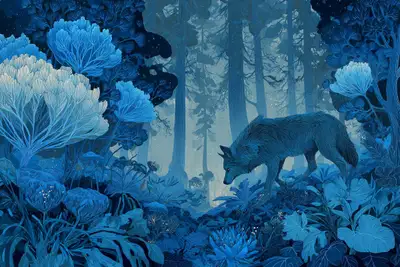 Bioluminiszenz-Wald-Traumvorlage mit Farbplatzhaltern