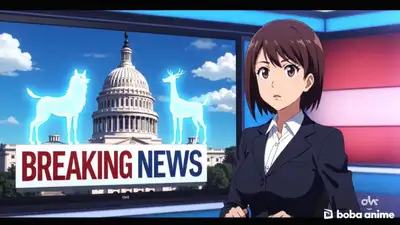 Anime-Stil Fake-Eilmeldung über Demonstranten, die Geistertiere beschwören