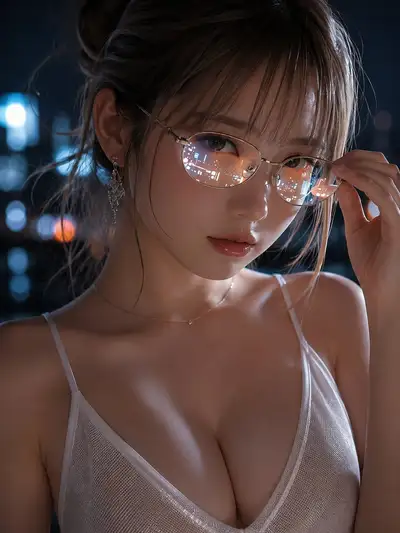 Night Glasses Portrait Prompt