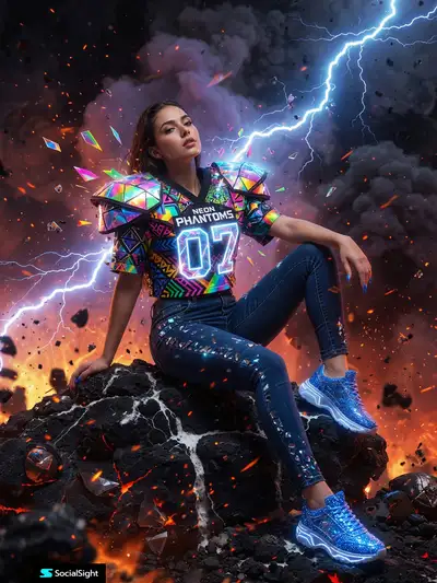 Futuristic Crystal Football Jersey Storm Portrait