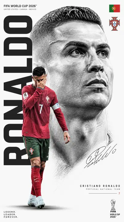 Ronaldo FIFA World Cup pencil sketch poster