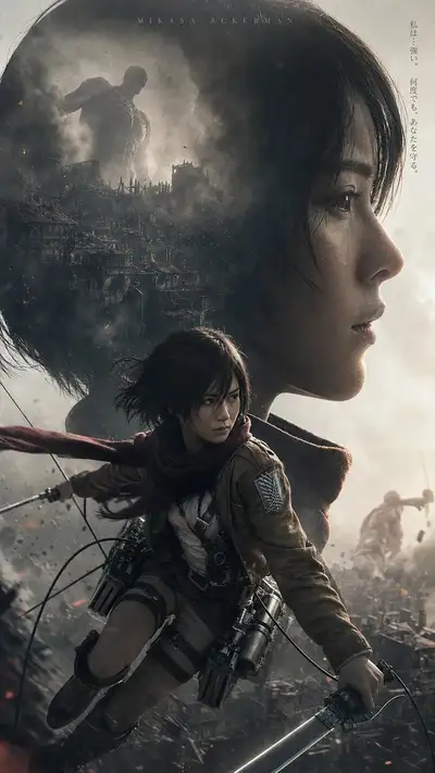 Cinematic Anime Warrior Poster - Titan Apocalypse