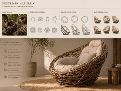 Nest-weaving to sculptural lounge chair concept sequence
