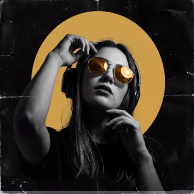 Underground club music poster with headphones portrait