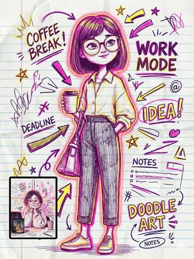 ノート落書き風コミック注釈JSONプロンプト
